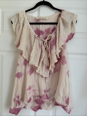 Jen's Pirate Booty Cream Tunic with Pink Tie-Dye